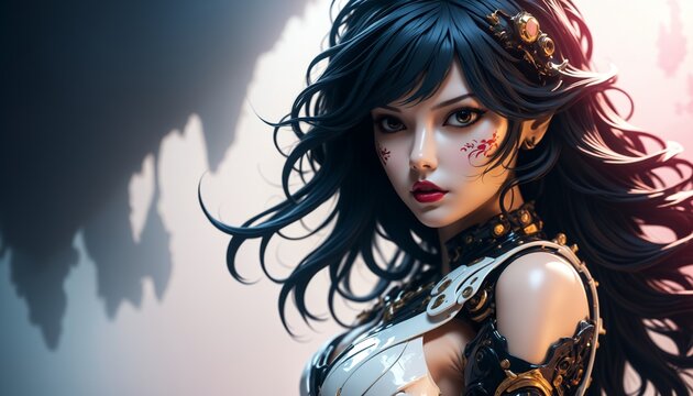 Fantasy Armored Warrior Princess with Intricate Crown -- with Copy Space Background Wallpaper
