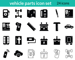 vehicle parts, Charging, Transmission icon set