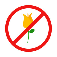 No Flower Sign on White Background