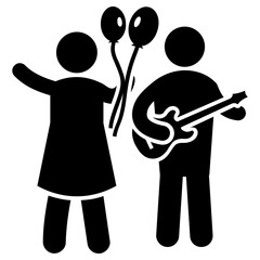 party guitarist icon, simple vector design