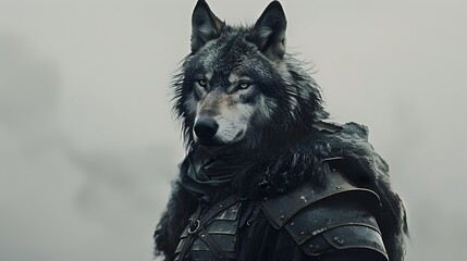Powerful and Majestic Gray Wolf in Snowy Forest Landscape,Captivating and Intense Portrait of Wild Canine Predator