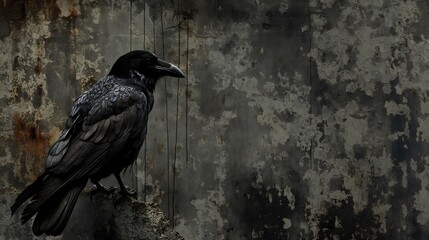 Fototapeta premium Gritty Avian Raven in Grunge Style
