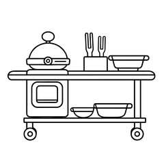 Crisp outline icon of a BBQ grill in vector, perfect for outdoor cooking designs.