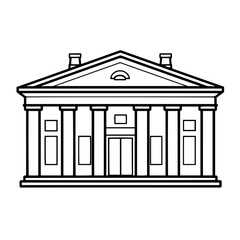Clean outline icon of a bank building in vector, ideal for finance-related designs.