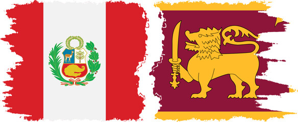 Sri Lanka and Peru grunge flags connection vector
