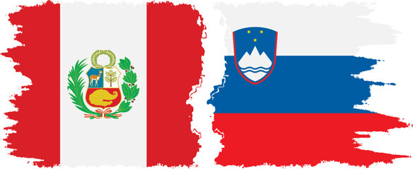 Slovenia and Peru grunge flags connection vector