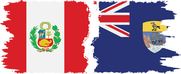 Saint Helena and Peru grunge flags connection vector