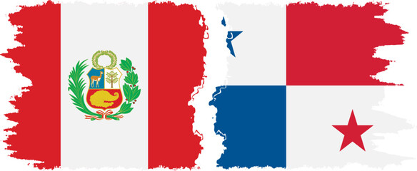 Panama and Peru grunge flags connection vector
