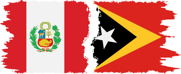 Timor-Leste - East Timor and Peru grunge flags connection vector