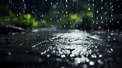 Close-up of the moment water such as rain falls to the ground