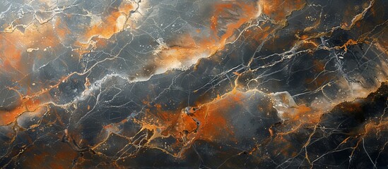 Close up of marble surface in orange and black - Powered by Adobe