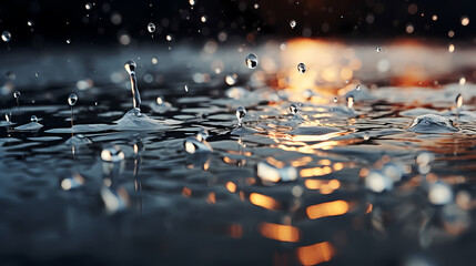 Close-up of the moment water such as rain falls to the ground - obrazy, fototapety, plakaty