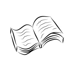 Line art illustration of a book in white background

