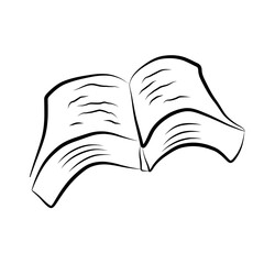 Line art illustration of a book in white background
