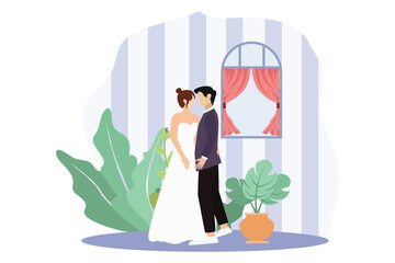 Wedding Party Flat Design Illustration