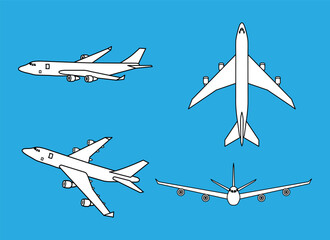 Four angles set of airplanes