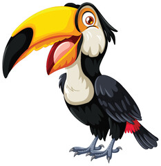Obraz premium Vibrant vector illustration of a cartoon toucan