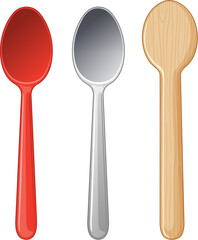 Three different spoons, each with unique material