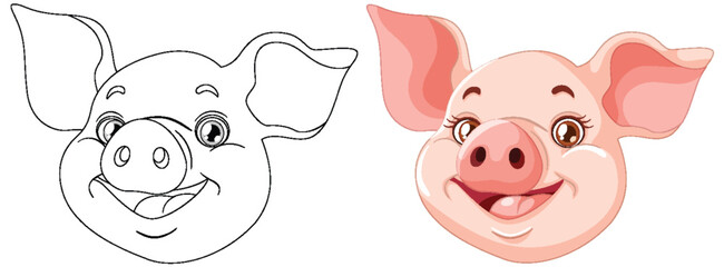 Vector illustration of a happy pig face