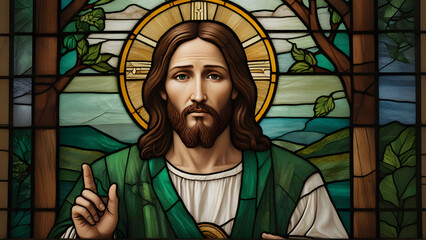 Fototapeta na wymiar Stained Glass Window of Jesus