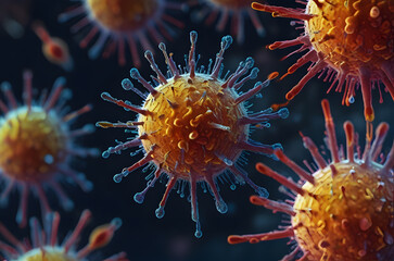 Fototapeta premium Viruses in Colorful Detail, Microscopic View