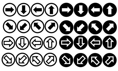 Arrow icon. Arrow icons set, control button, navigation for apps, UI, and website. Replaceable vector design