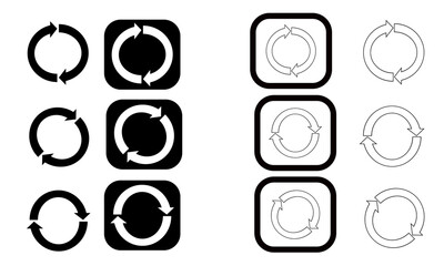 Rotating sign. Rotating arrow icons set. Replaceable vector design.