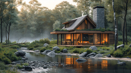 Obraz premium house on the lake