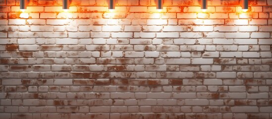 Lit candles placed in a line on a detailed close-up of a rustic brick wall, creating a warm and atmospheric setting