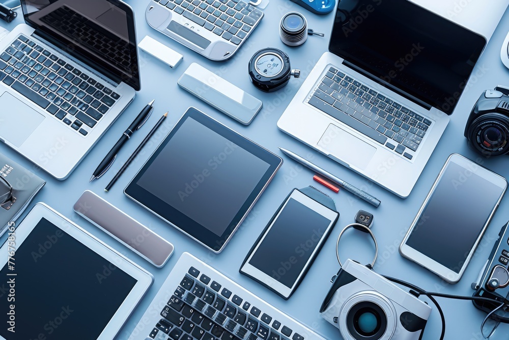 Poster technology image featuring innovative gadgets and devices, image showcasing innovative gadgets and c