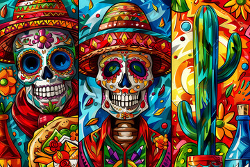 Obraz premium pazzle mexican sugar skull holiday