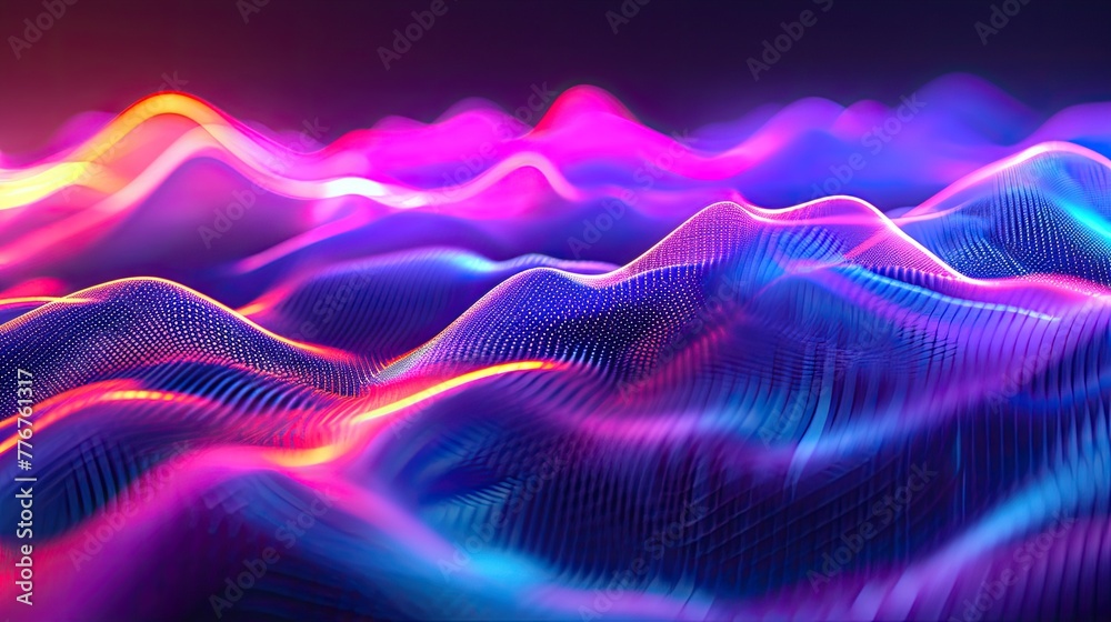 Leinwandbilder Vibrant neon waves creating an energetic backdrop, Dynamic display of neon waves forming an energetic and captivating background.