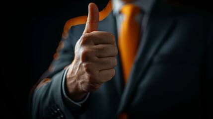 businessman Hand gesture thumbs up with Generative AI.