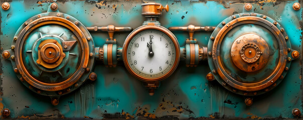 background steampunk grange clock gear - obrazy, fototapety, plakaty