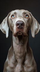 Close-up portrait of an weimaraner dog