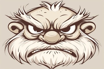 Cartoon cute doodles of a grumpy troll's face with a scowl and bushy eyebrows, Generative AI - obrazy, fototapety, plakaty