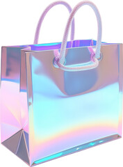 holographic hologram shopping bag isolated on white or transparent background,transparency