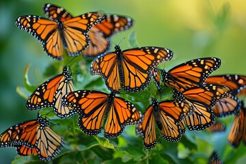 Beautiful monarch butterflies during their annual migration, Breathtaking sight of monarch...