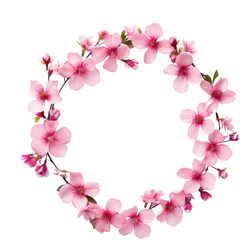 pink flower garland wreath frame isolated on white or transparent background,transparency