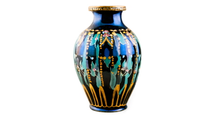 blue color antique vase isolated on a white transparent background PNG