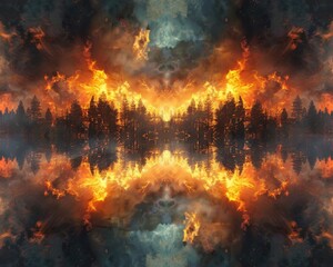 Fototapeta na wymiar Kaleidoscopic view of a wildfire