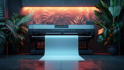 roll of paper coming out of printer, paper draping down the front,generative ai