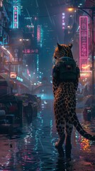 Leopard adapting to an urban future - obrazy, fototapety, plakaty