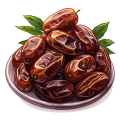 Fresh Dates Flat Colors Cartoon Icon, Isolated Transparent Background Images