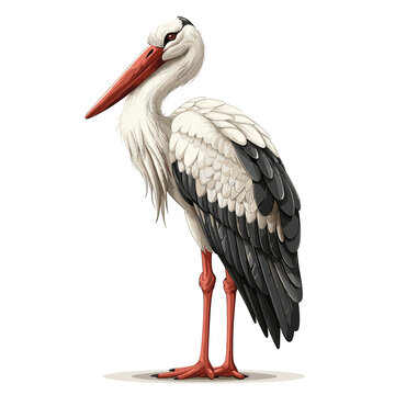 Stork Cartoon Icon, Isolated Transparent Background Images