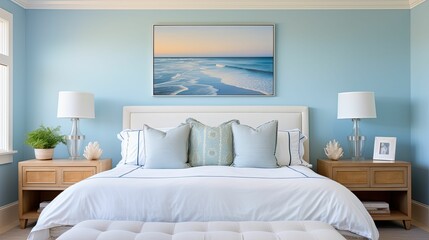 Fototapeta na wymiar coastal interior design blue