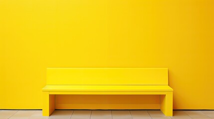 cheerful yellow bench - obrazy, fototapety, plakaty