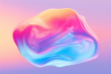 Dreamy blob floats on a pastel rainbow.