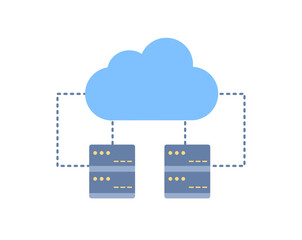 Cloud server backup icon. Cloud computing server backup illustration.