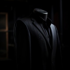 a black suit with a black collar - obrazy, fototapety, plakaty